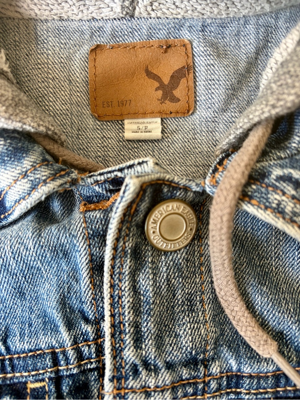American Eagle Outfitters Hybrid Jean Jacket with Hood, Size S